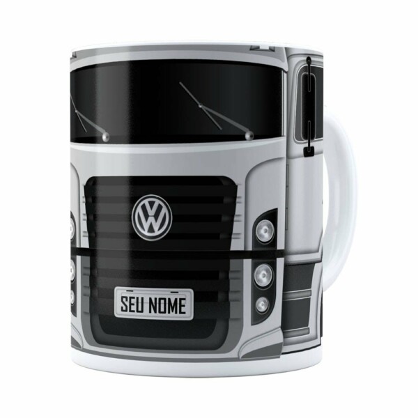 Caneca Personalizada Truck Cinza V02 Com Nome Branca