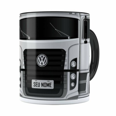 Caneca Personalizada Truck Cinza V02 Com Nome Preta