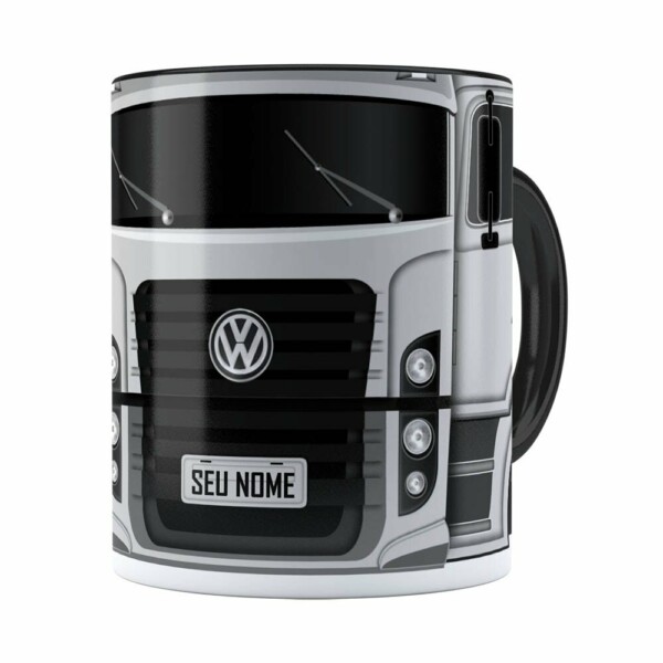 Caneca Personalizada Truck Cinza V02 Com Nome Preta