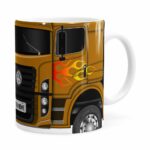 Caneca Personalizada Truck Mostarda V01 Com Nome Branca