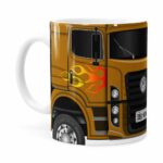 Caneca Personalizada Truck Mostarda V01 Com Nome Branca