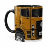 Caneca Personalizada Truck Mostarda V02 Com Nome Preta