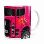 Caneca Personalizada Truck Pink V01 Com Nome Branca