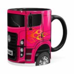 Caneca Personalizada Truck Pink V01 Com Nome Preta