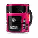 Caneca Personalizada Truck Pink V01 Com Nome Preta
