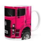 Caneca Personalizada Truck Pink V02 Com Nome Branca