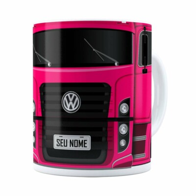 Caneca Personalizada Truck Pink V02 Com Nome Branca