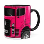 Caneca Personalizada Truck Pink V02 Com Nome Preta