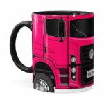 Caneca Personalizada Truck Pink V02 Com Nome Preta