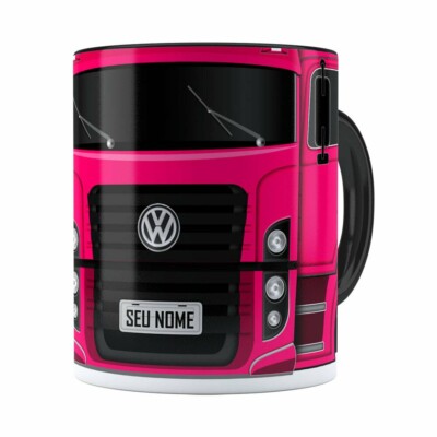 Caneca Personalizada Truck Pink V02 Com Nome Preta