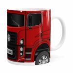 Caneca Personalizada Truck Vermelho V02 Com Nome Branca