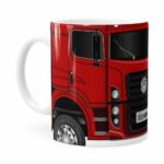 Caneca Personalizada Truck Vermelho V02 Com Nome Branca