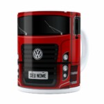 Caneca Personalizada Truck Vermelho V02 Com Nome Branca