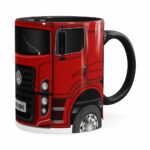 Caneca Personalizada Truck Vermelho V02 Com Nome Preta