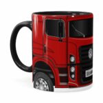 Caneca Personalizada Truck Vermelho V02 Com Nome Preta