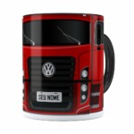Caneca Personalizada Truck Vermelho V02 Com Nome Preta