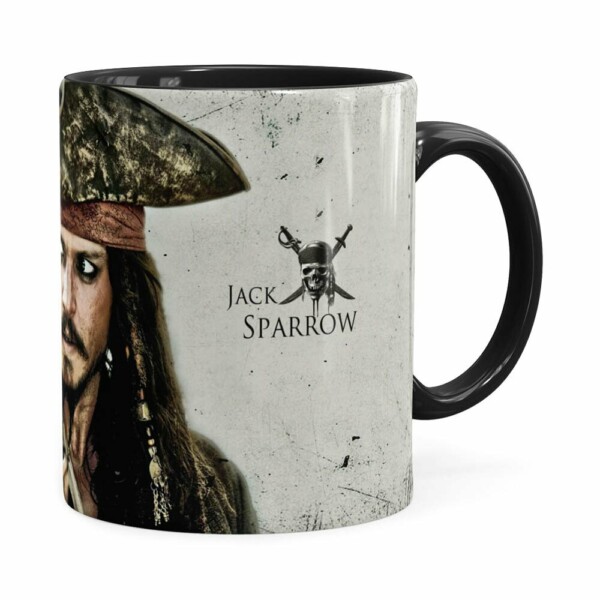 Caneca Piratas Do Caribe Jack Sparrow Preta