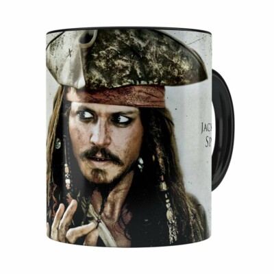 Caneca Piratas Do Caribe Jack Sparrow Preta