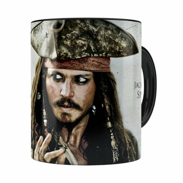 Caneca Piratas Do Caribe Jack Sparrow Preta