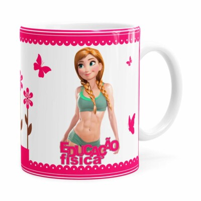 Caneca Profissões Educação Física Frozen Anna Branca