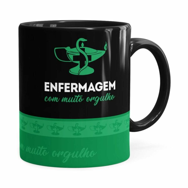 Caneca Profissões Enfermagem Com Orgulho Preta