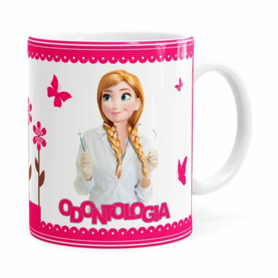 Caneca Profissões Odontologia Frozen Anna Branca