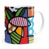 Caneca Romero Britto Flor Branca