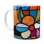 Caneca Romero Britto Flor Branca