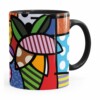 Caneca Romero Britto Flor Preta