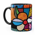 Caneca Romero Britto Flor Preta