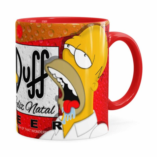 Caneca Simpsons Barney E Homer Duff Beer Natal Vermelha