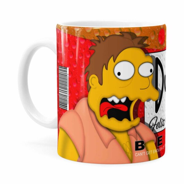 Caneca Simpsons Barney Gumble Duff Beer Natal Branca