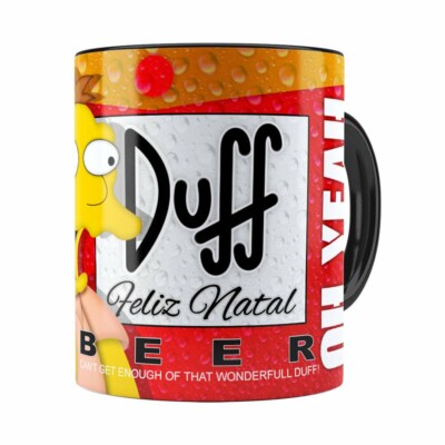 Caneca Simpsons Barney Gumble Duff Beer Natal Preta