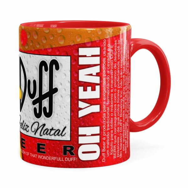 Caneca Simpsons Barney Gumble Duff Beer Natal Vermelha