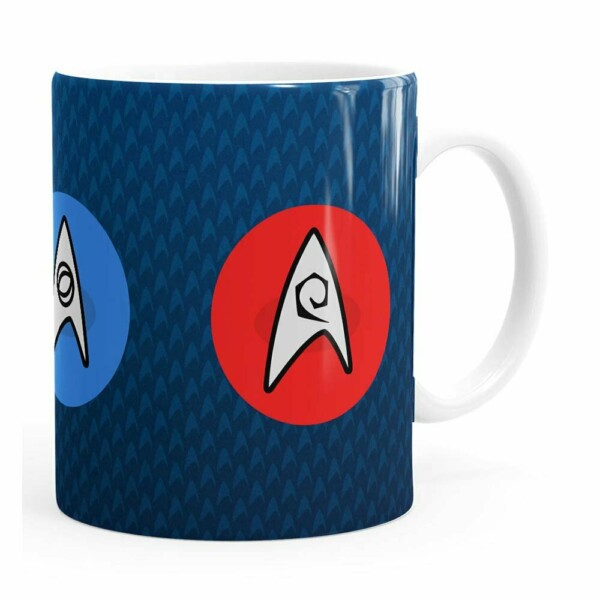 Caneca Star Trek Logos Comando, Engenharia E Ciência Branca