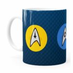 Caneca Star Trek Logos Comando, Engenharia E Ciência Branca