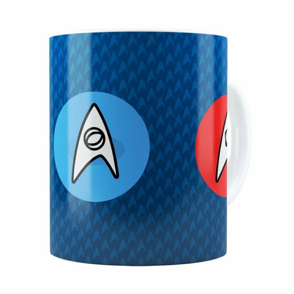 Caneca Star Trek Logos Comando, Engenharia E Ciência Branca