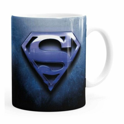 Caneca Superman Logo Metálico Branca