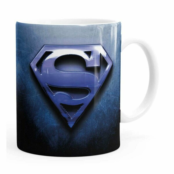 Caneca Superman Logo Metálico Branca