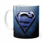 Caneca Superman Logo Metálico Branca