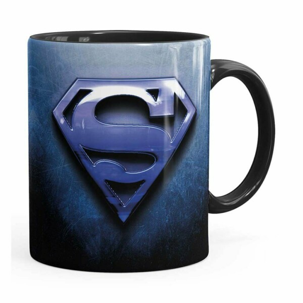 Caneca Superman Logo Metálico Preta