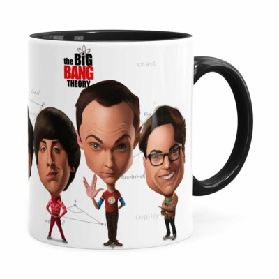 Caneca The Big Bang Theory Caricaturas Preta