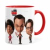 Caneca The Big Bang Theory Caricaturas Vermelha
