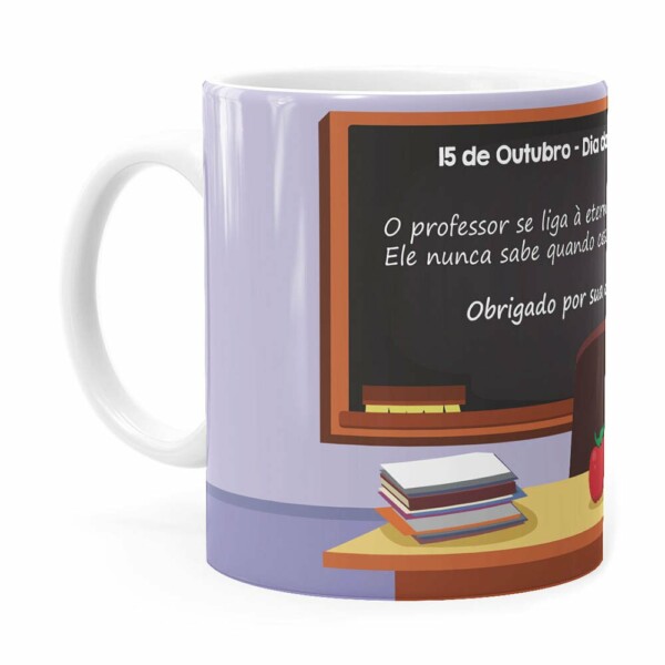 Caneca Dia Dos Professores Obrigado Pela Dedicação Branca