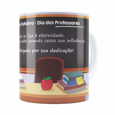 Caneca Dia Dos Professores Obrigado Pela Dedicação Branca