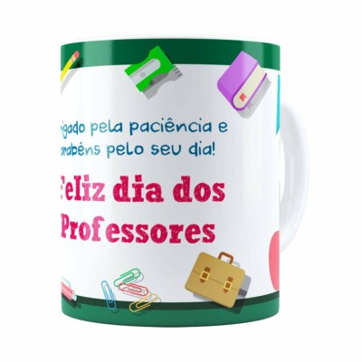 Caneca Dia Dos Professores Obrigado Pela Paciência Branca