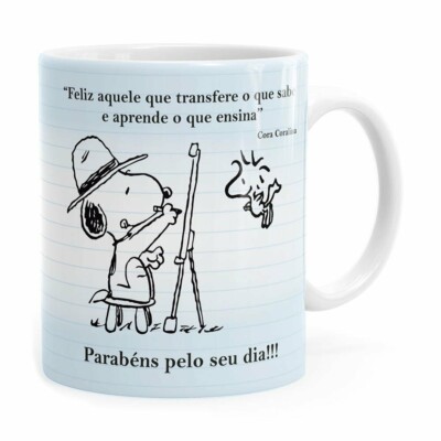 Caneca Dia Dos Professores Snoopy Branca