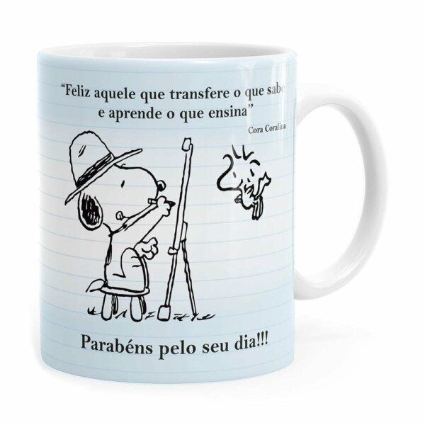 Caneca Dia Dos Professores Snoopy Branca
