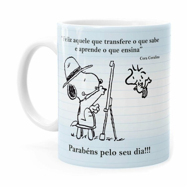 Caneca Dia Dos Professores Snoopy Branca
