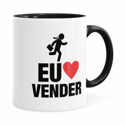 Caneca Do Vendedor Eu Amo Vender V02 Preta